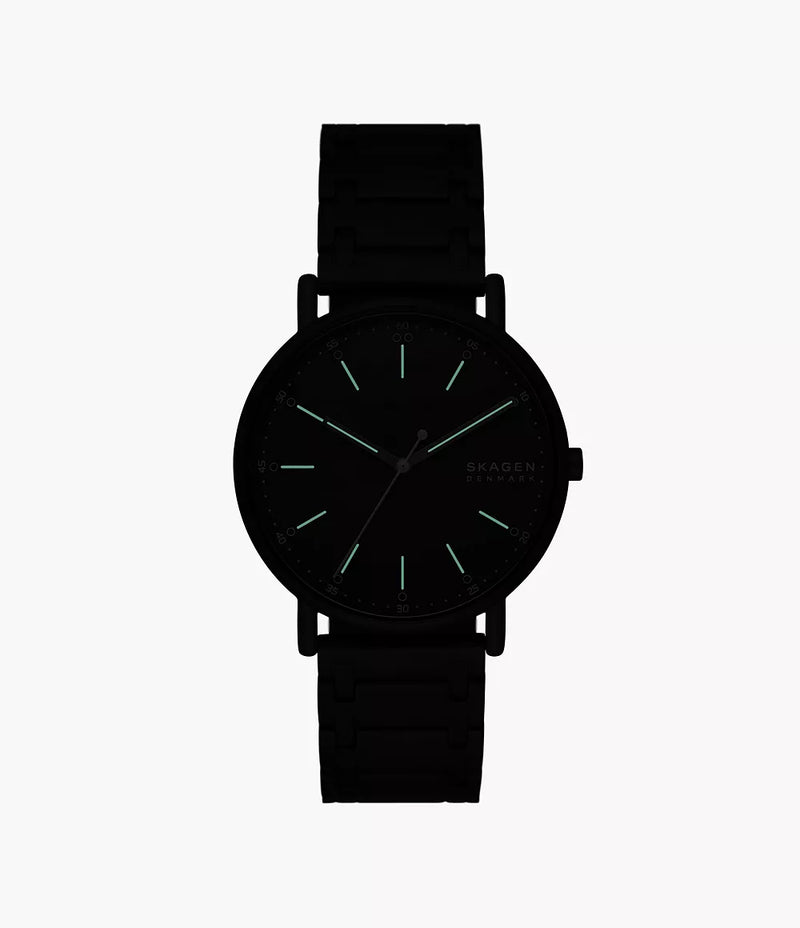 Signatur Three-Hand Midnight Stainless Steel Bracelet Watch - SKW6914