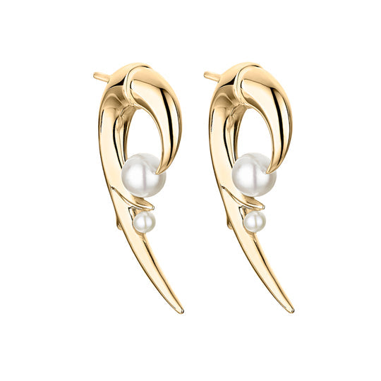 Cherry Blossom Pearl Hook Earrings - Gold - CB051.YVNAEOS