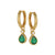 Teardrop Huggie Hoop Earrimgs - Green/Gold - AS22TRE01