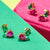 Sofia Pink/Green Teardrop Stud Earrings - Gold - AS22TRE05