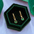 Teardrop Huggie Hoop Earrimgs - Green/Gold - AS22TRE01