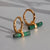 Mini Malachite T Bar Huggie Hoop Earrings - Gold - TBE20MLGP