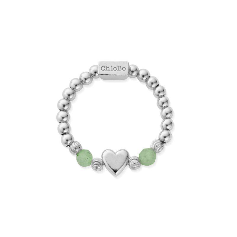 New Love Aventurine Ring, Medium - Silver - SR2AHEART
