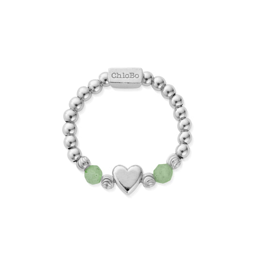 New Love Aventurine Ring, Medium - Silver - SR2AHEART