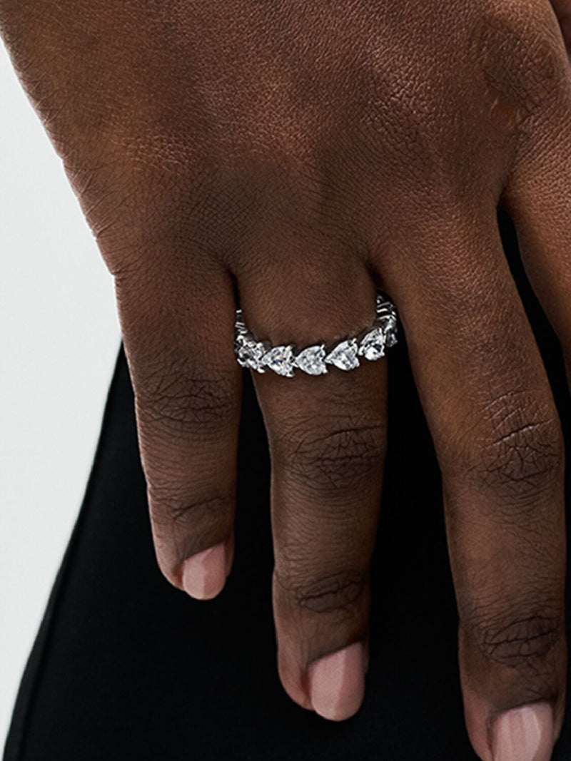 Row of Hearts Eternity Ring - Sterling Silver - 193103C01