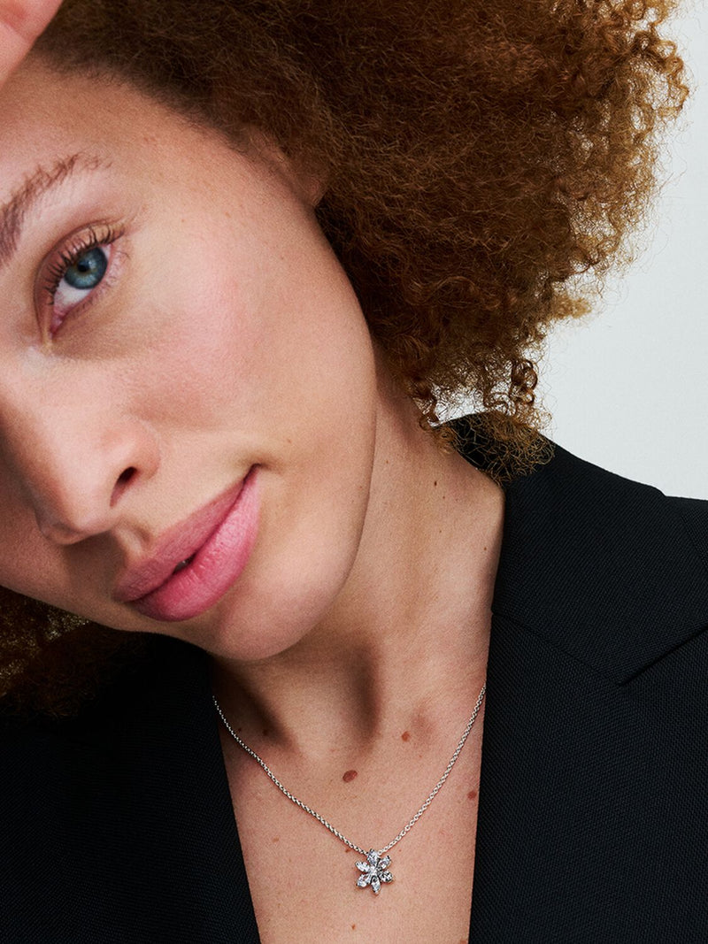 Sparkling Herbarium Cluster Pendant Necklace - Sterling Silver - 392387C01-45