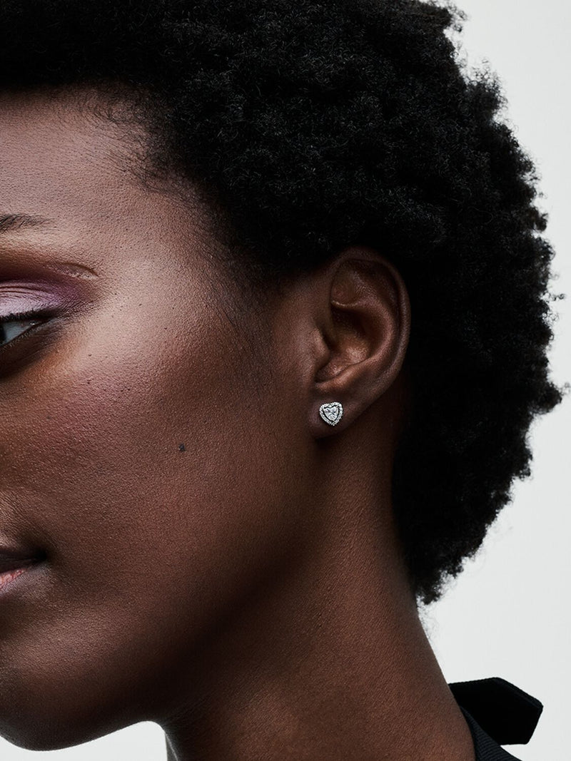 Elevated Heart Stud Earrings - Sterling Silver - 298427C01