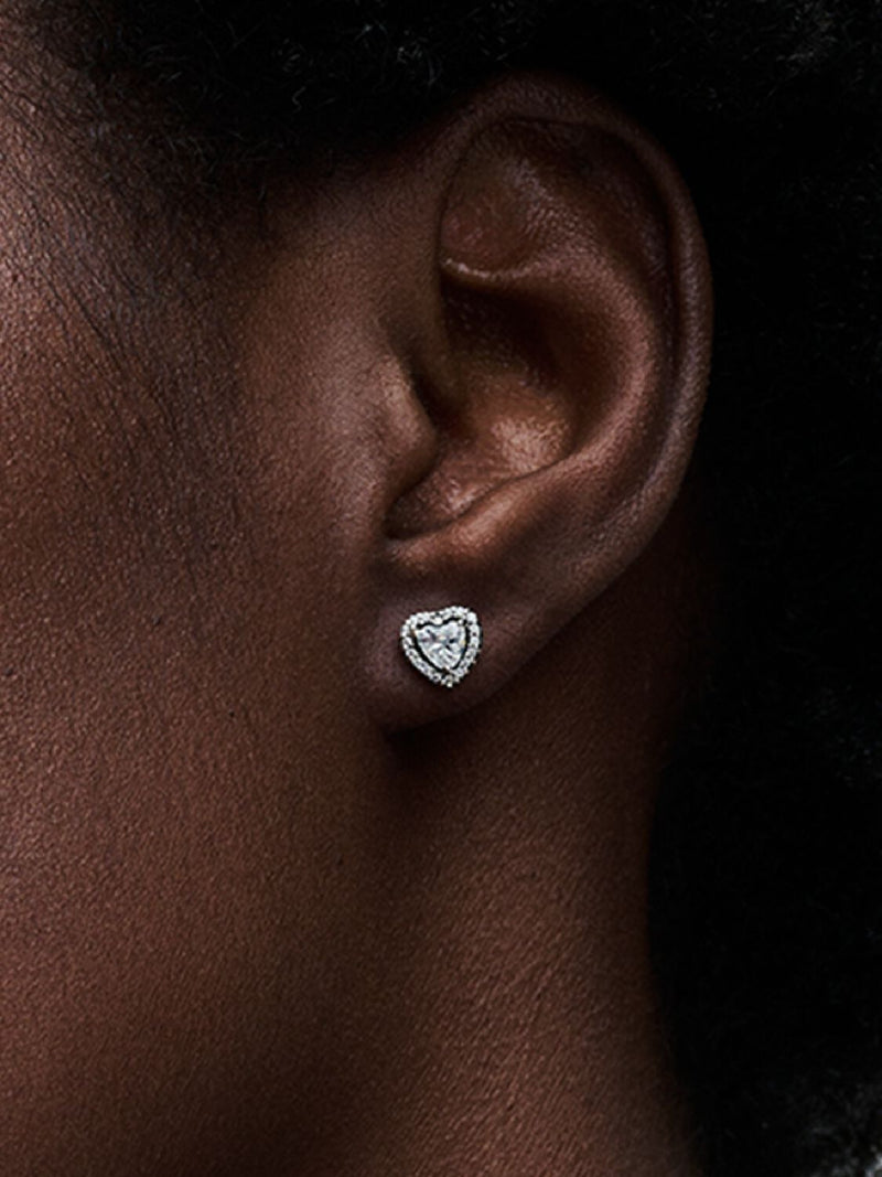 Elevated Heart Stud Earrings - Sterling Silver - 298427C01
