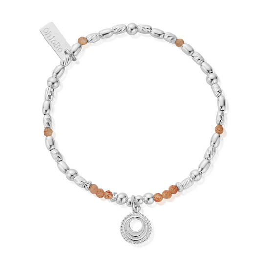 Peach Moonstone Sacral Chakra Bracelet - Silver - SBPM679