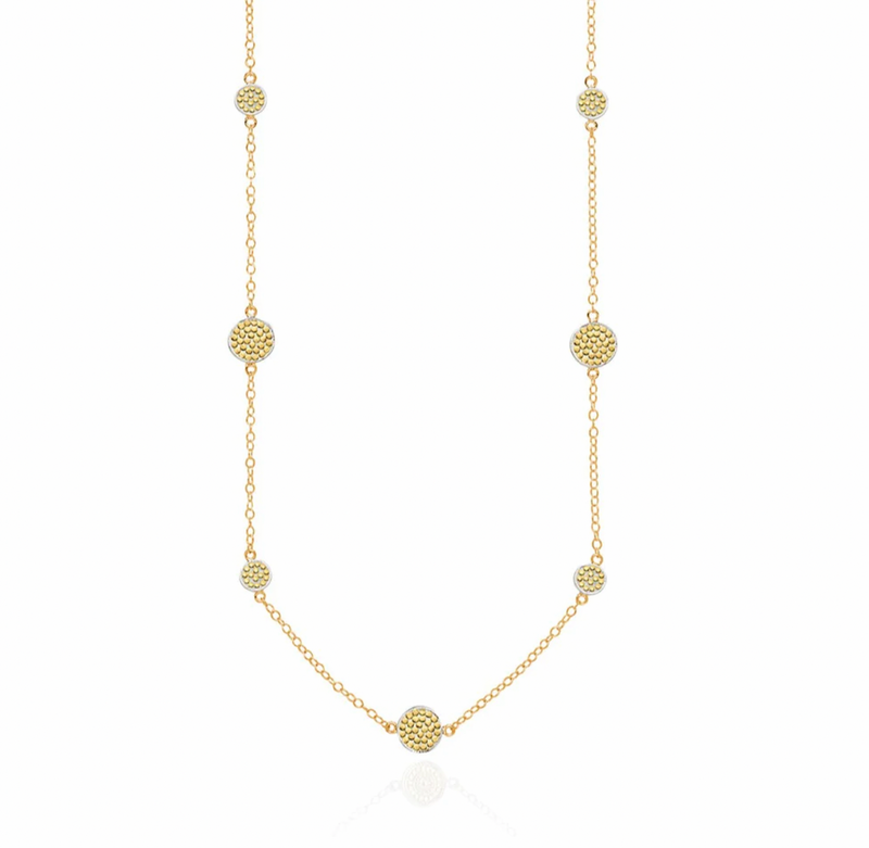 Multi Disc Long Station Necklace - Gold - 1181NGG-GLD