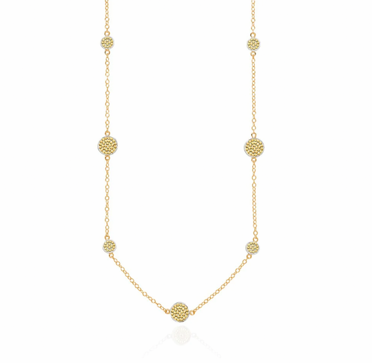 Multi Disc Long Station Necklace - Gold - 1181NGG-GLD