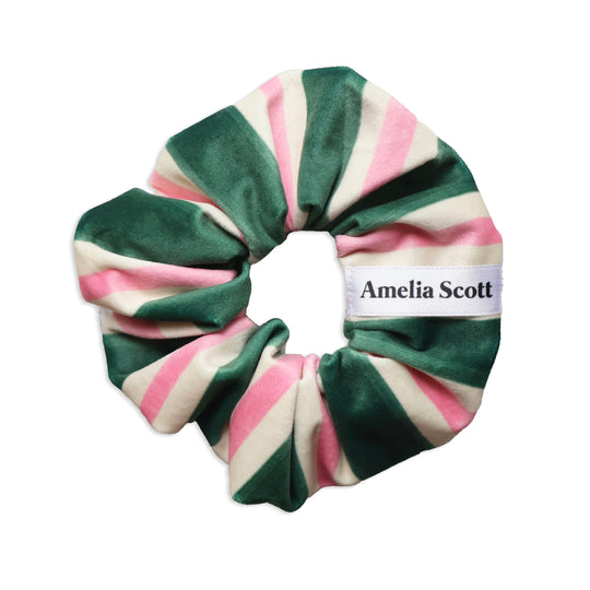 Lucy Exclusive Scrunchie - Green/Blush Velvet