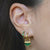 Baguette Green Stone Huggie Hoop Earrings - Gold - SPG-95