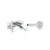 Sparkling Shooting Star Helix Flat Back Earring (Single) - Silver - SPS-5a