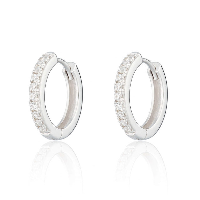 Large Huggie Hoop Earrings - Silver - SPS-195