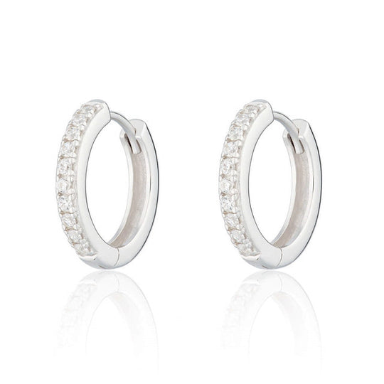 Large Huggie Hoop Earrings - Silver - SPS-195