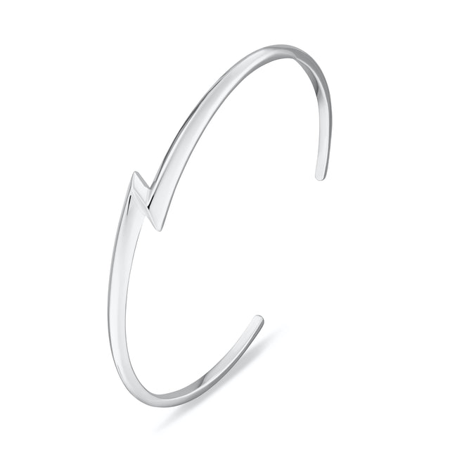 Lightning Bolt Open Bangle - Silver - SPS-120