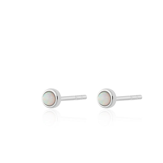 Opal Teeny Stud Earrings - Silver - SPESSS139