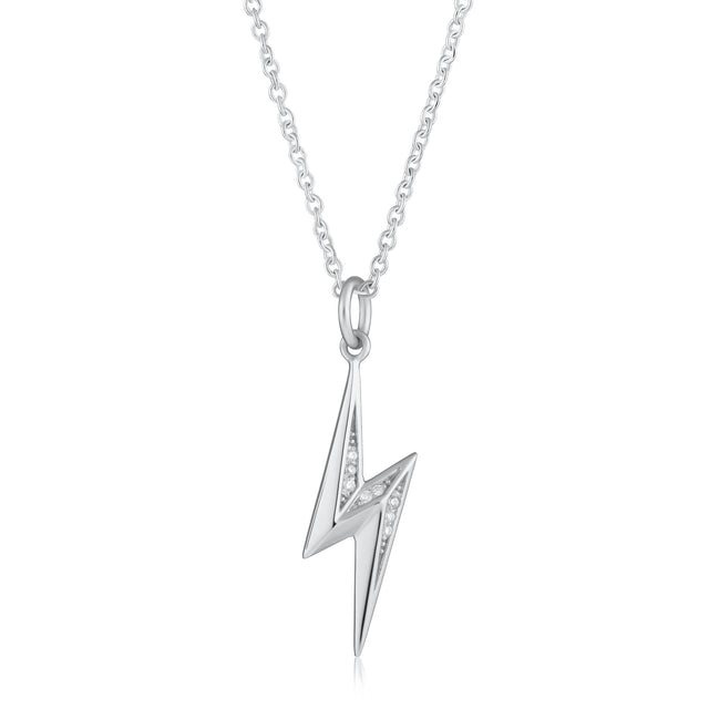 Lightning Bolt Necklace - Silver - SPS-118-226