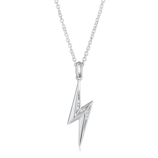 Lightning Bolt Necklace - Silver - SPS-118-226
