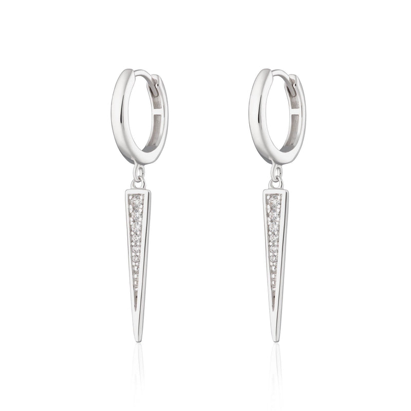 Sparkling Spike Hoop Earrings - Silver - SPS-235