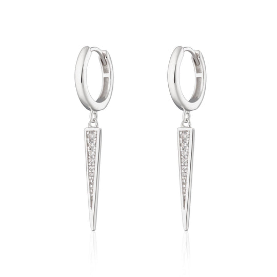 Sparkling Spike Hoop Earrings - Silver - SPS-235