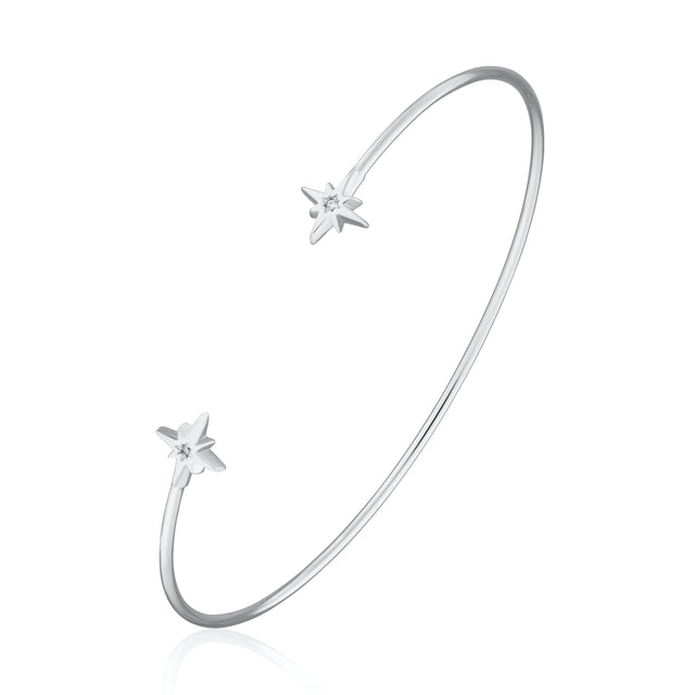 Starburst Open Bangle - Silver - SPS-111