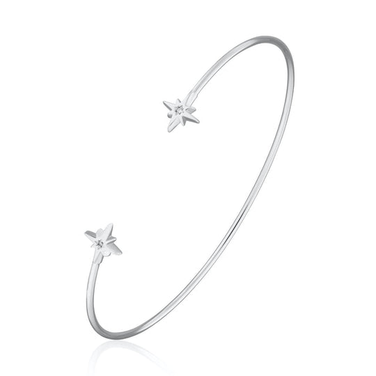 Starburst Open Bangle - Silver - SPS-111