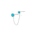 Double Stud Single Earring With Chain - Silver - SPS-378