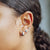 Double Stud Single Earring With Chain - Silver - SPS-378