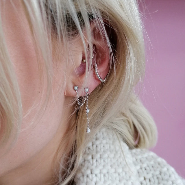 Opal Chandelier Stud Single Earring - Gold - SPG-319