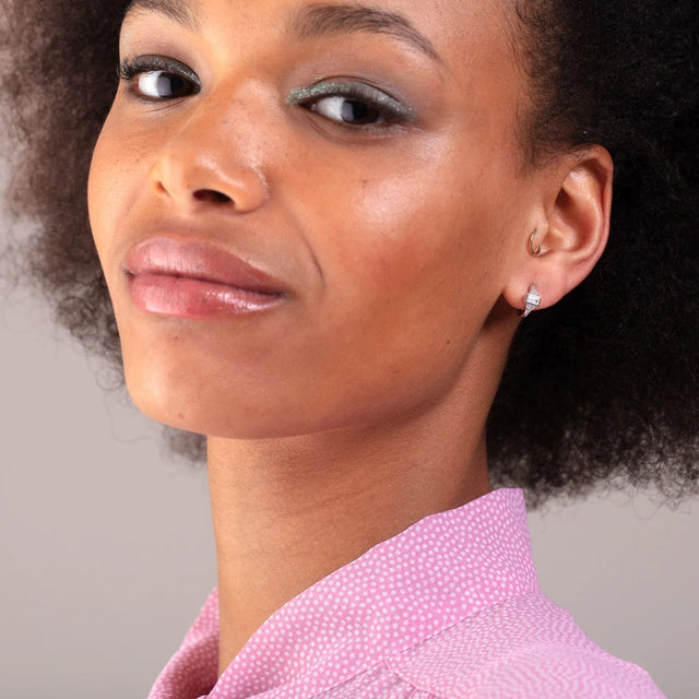 Audrey Huggie Hoop Earrings - Silver - SPS-274