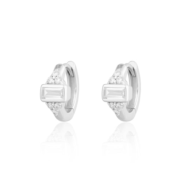 Audrey Huggie Hoop Earrings - Silver - SPS-274