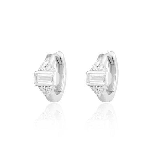 Audrey Huggie Hoop Earrings - Silver - SPS-274