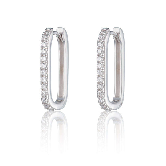 Oval Hoop Earrings - Silver - SPS-208