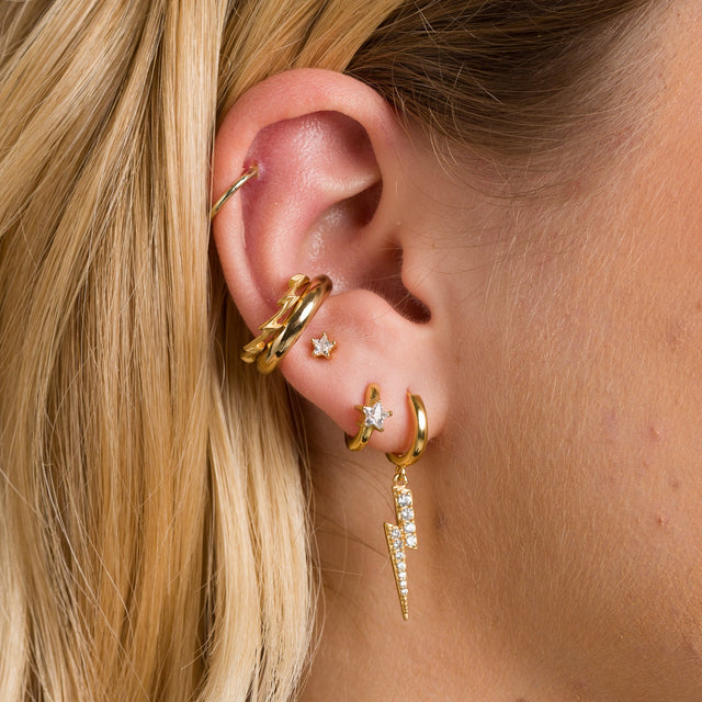 Lightning Hoop Earrings - Gold - SPG-259