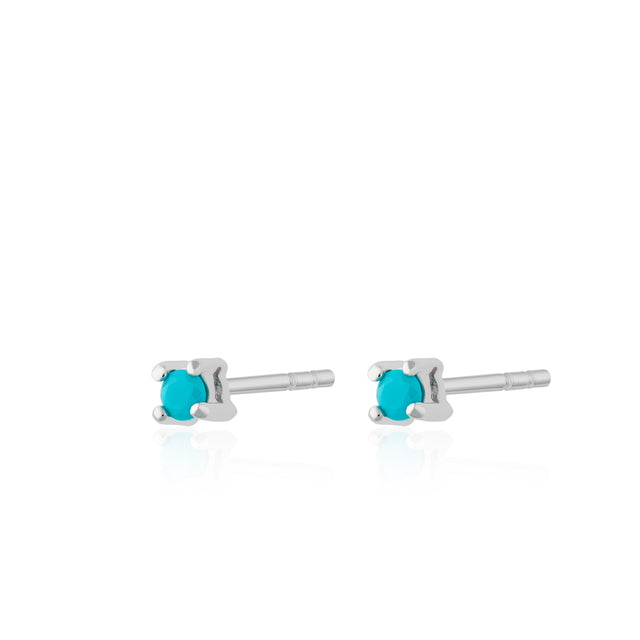 Teeny Tiny Stud Earrings - Silver/Turquoise - SPESSS140