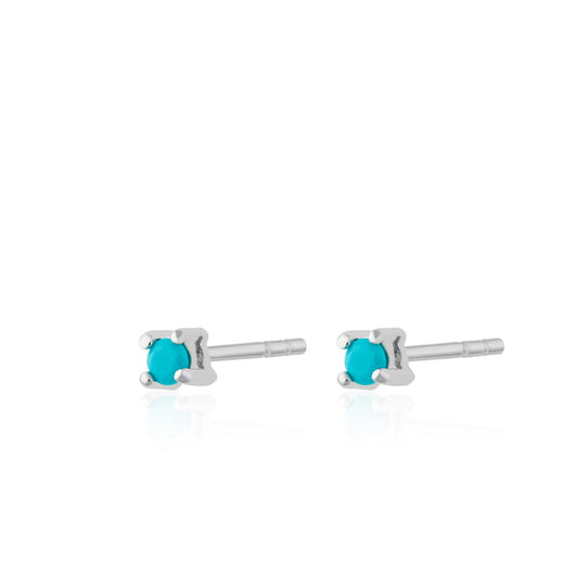 Teeny Tiny Stud Earrings - Silver/Turquoise - SPESSS140