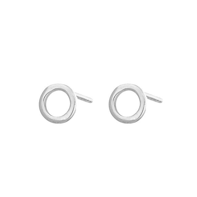 Small Open Circle Stud Earrings - Silver - SPESSS27