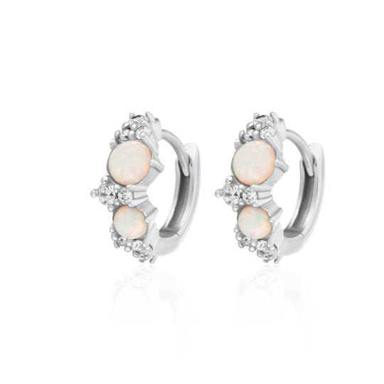 Hannah Martin Pink Opal Huggie Earrings - Silver - SPS-138