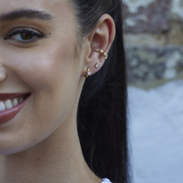 Sparkling Star Ear Party Earring Set - Gold - SPG-398-22-23