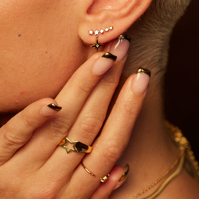 Starburst Ear Climber Earrings - Gold - SPG-150
