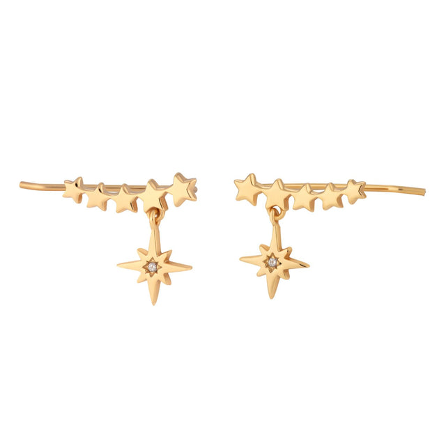 Starburst Ear Climber Earrings - Gold - SPG-150
