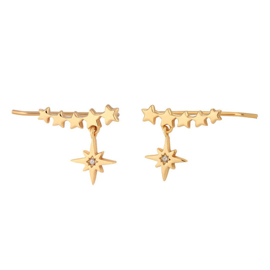 Starburst Ear Climber Earrings - Gold - SPG-150