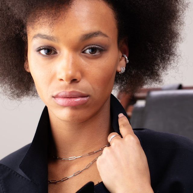 Stardust Huggie Hoop Earrings - Silver - SPS-251