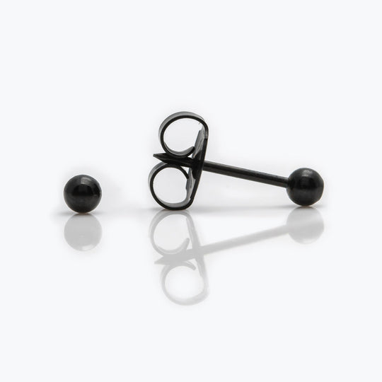 Ball Stud Earrings, 3mm - Black Stainless Steel - 7537-0300
