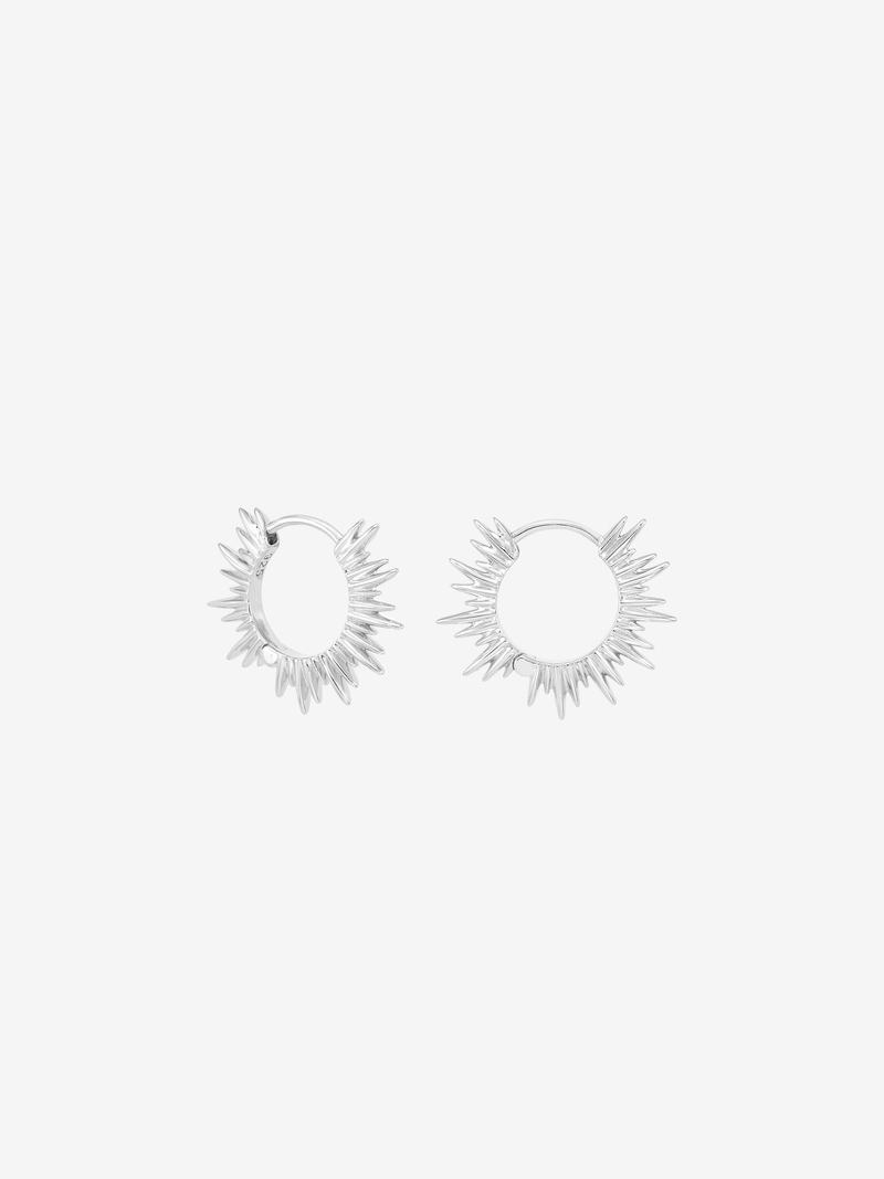 Electric Goddess Mini Huggie Hoop Earrings - Silver - EGE8S