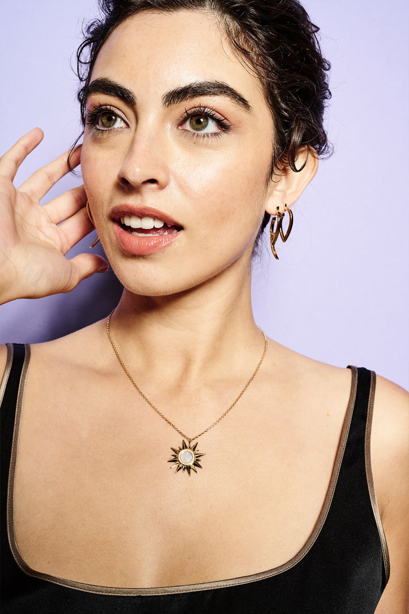 Sunburst Necklace - White Mother Of Pearl - Gold