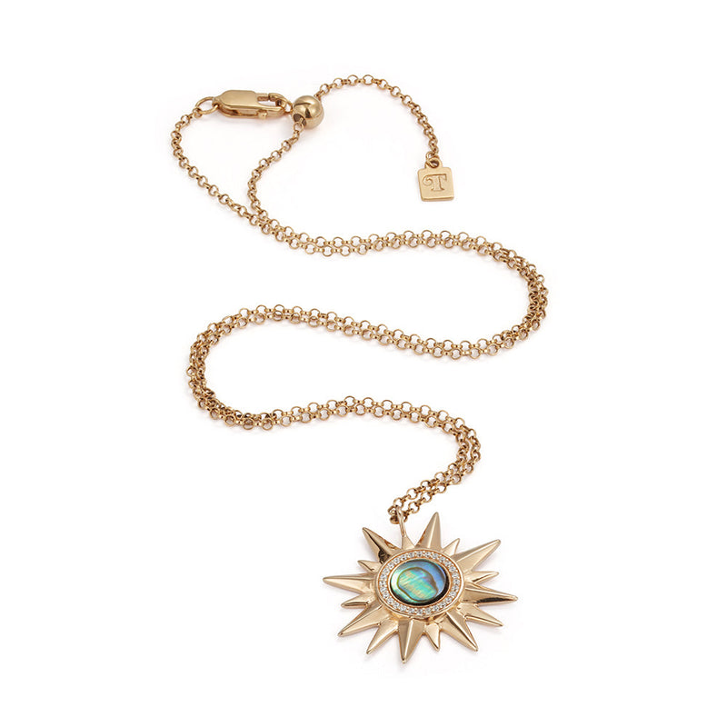 Sunburst Necklace - Abalone - Gold