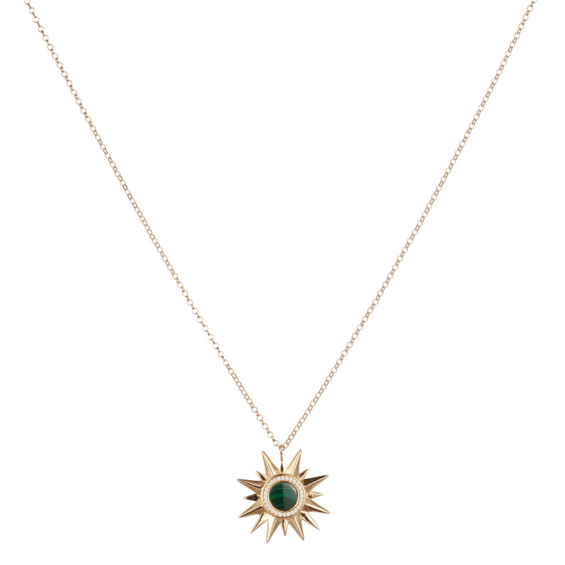 Sunburst Necklace - Malachite - Gold